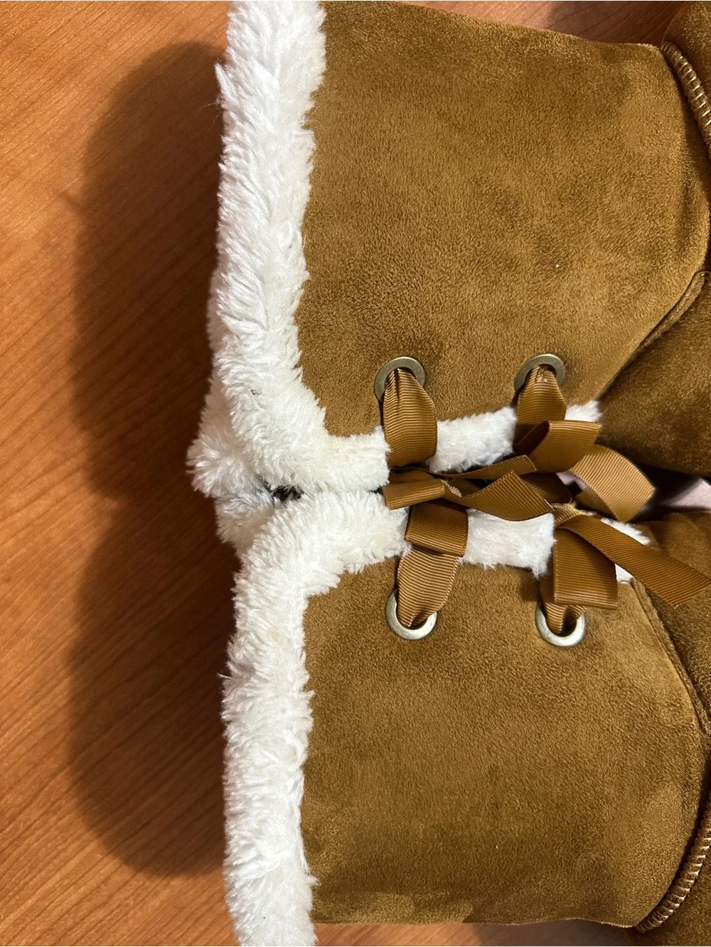 Women’s Faux-Suede Winter Boots in Tan with Plush Cream Lining